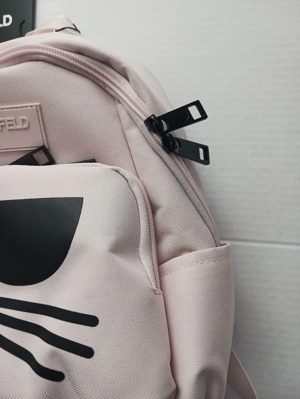 NWT- Karl Lagerfeld Paris Pink Cat Mini Backpack 12.25in Tall Logo Lined